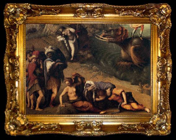 framed  Piero di Cosimo Perseus Frees Andromeda, ta009-2
